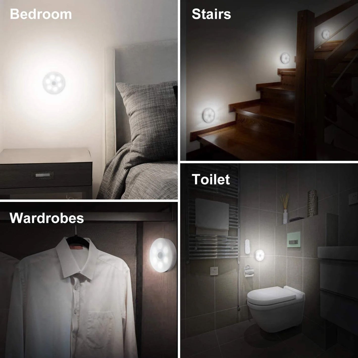 Round Shape 8 LED Motion Sensor Induction Led Light (1 Pc)