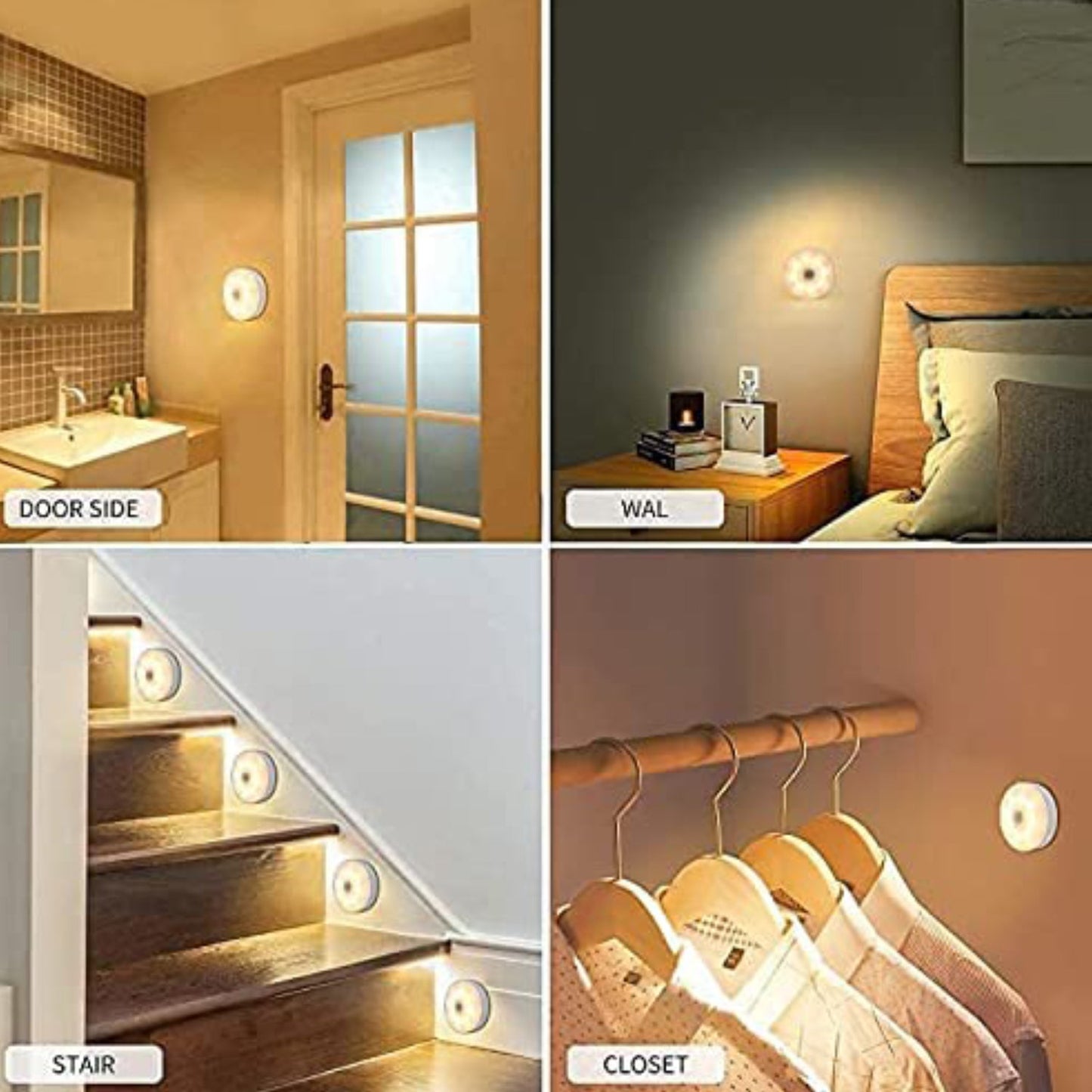 Round Shape 8 LED Motion Sensor Induction Led Light (1 Pc)