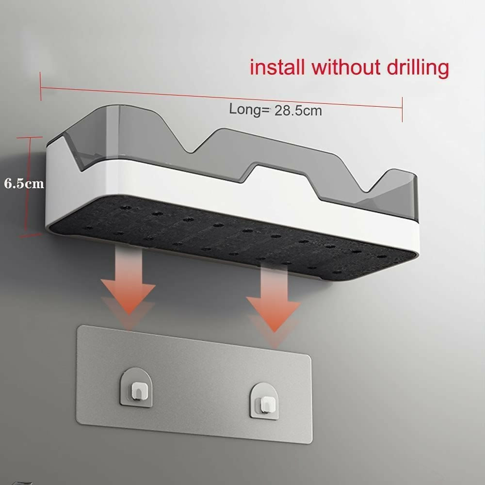 Adhesive Storage Rack, Wall Mounted Plastic Shelf Organizer for Bathroom (pack of 1)