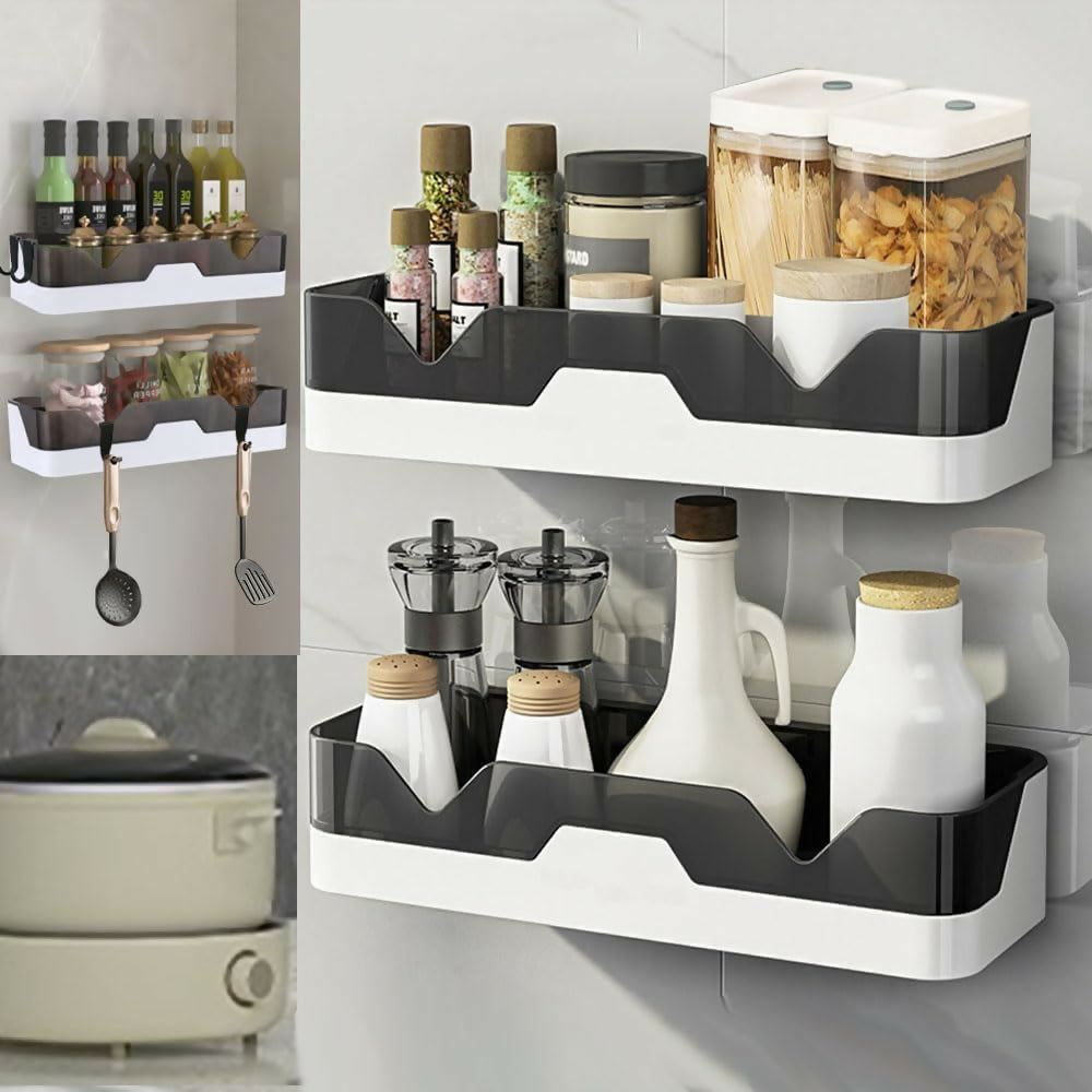 Adhesive Storage Rack, Wall Mounted Plastic Shelf Organizer for Bathroom (pack of 1)