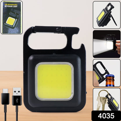Mini Rechargeable Keychain Flashlight - 4 Light Modes Folding Bracket & Magnetic Base